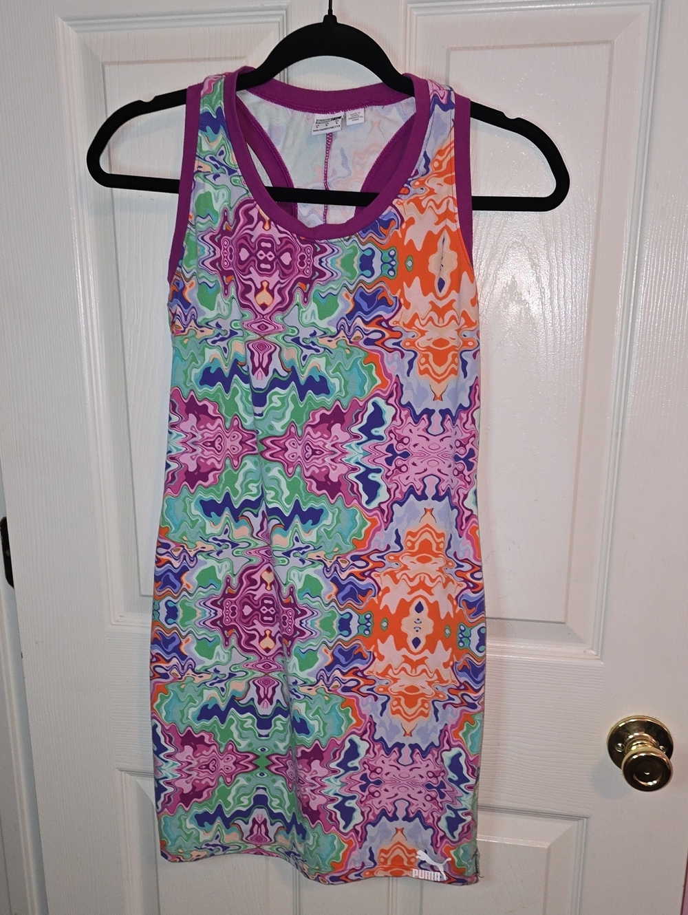 Puma Multicolor Abstract Tank Dress with Purple Trim